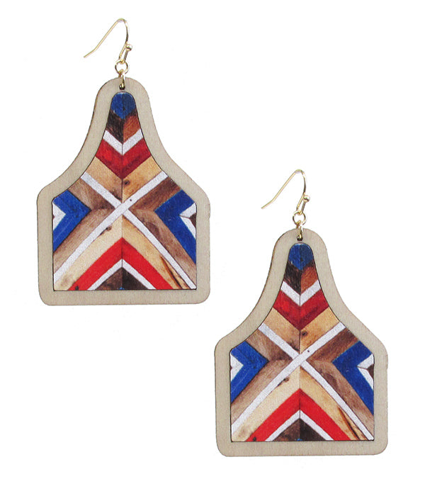 Aztec Pattern Wood Earring - ladymaesboutique