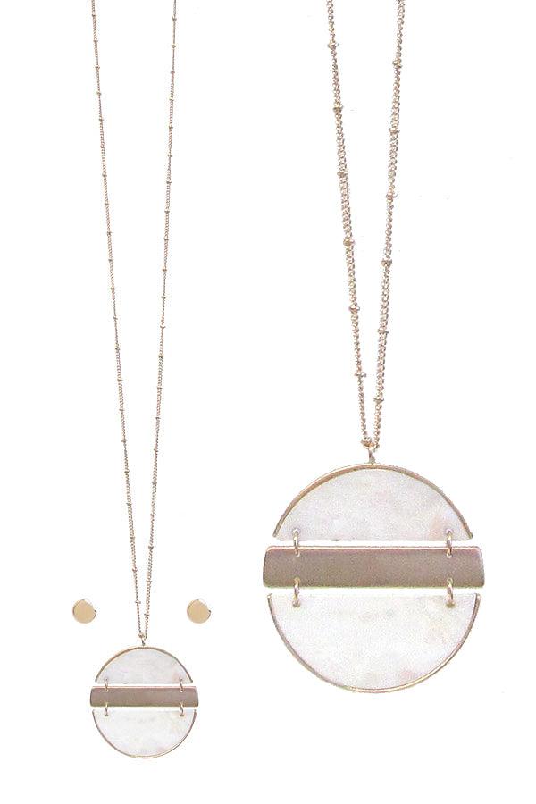 Celluloid and metal bar pendant long necklace set