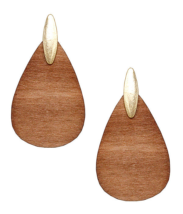Natural Wood Tear Drop Earring - ladymaesboutique